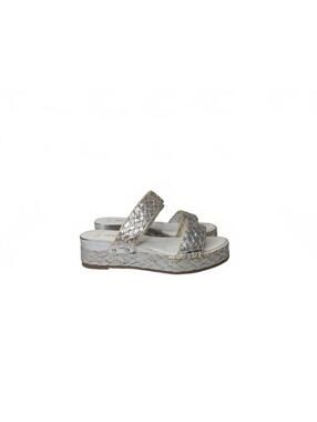 Franco Sarto Silver Sandals with Braided Detail 38.5